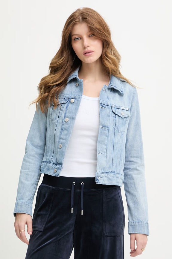 Juicy Couture női pamut farmerdzseki DIAMANTE CROPPE kék JCDIJ126957