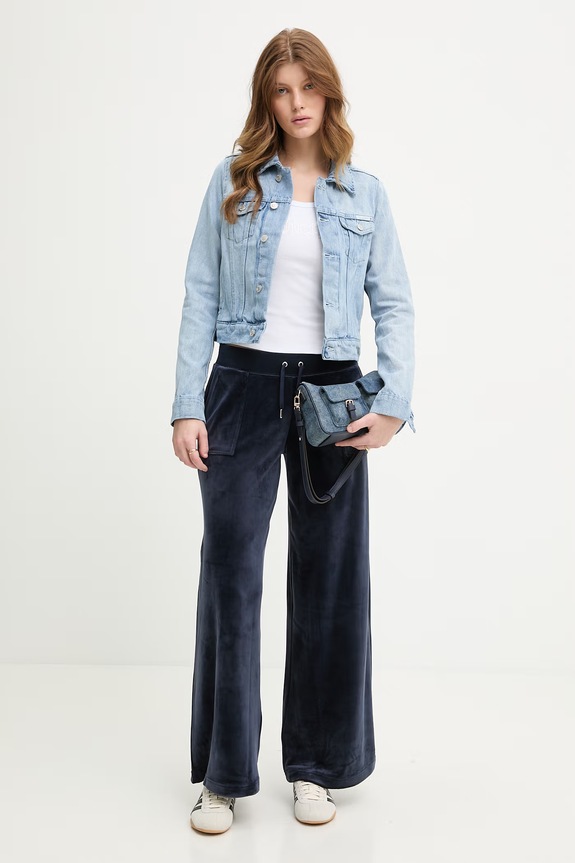 Juicy Couture női pamut farmerdzseki DIAMANTE CROPPE JCDIJ126957 kék SS26
