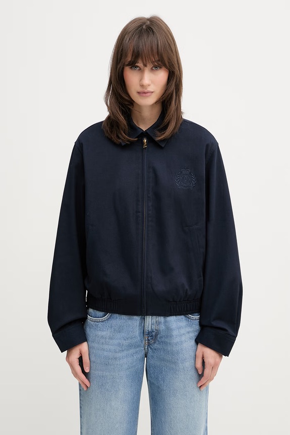 Sporty & Rich NY Crest krótka kurtka damska bawełniana granatowy OW02876243BL106