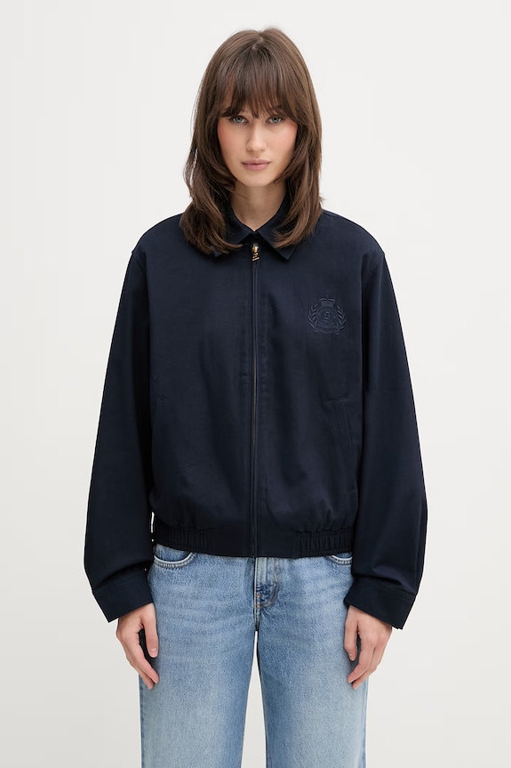 Sporty & Rich NY Crest krótka kurtka damska bawełniana granatowy OW02876243BL106