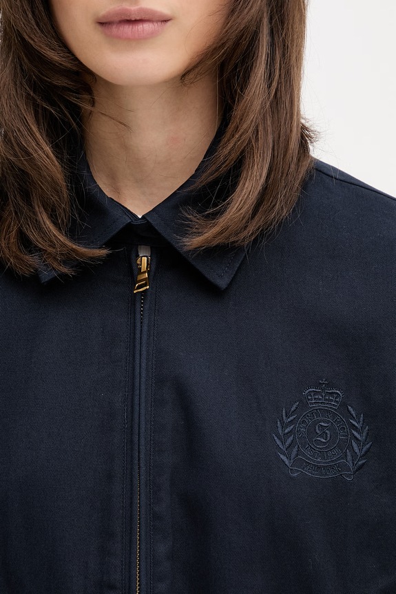 Sporty & Rich NY Crest krótka kurtka damska bawełniana granatowy OW02876243BL106