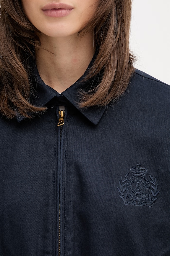 Sporty & Rich NY Crest krótka kurtka damska bawełniana granatowy OW02876243BL106