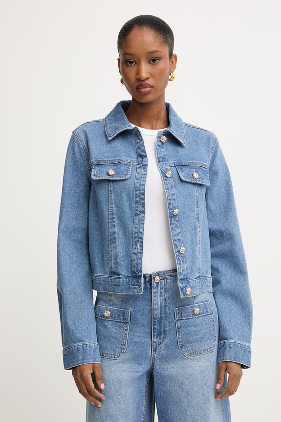 Morgan jachetă scurtă pentru femei, din denim albastru VODIA