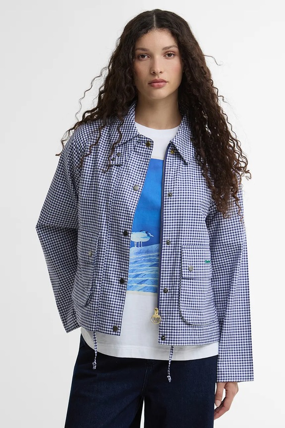 Barbour x Paul Smith Gingham Spey jakna za žene od pamuka mornarsko plava LCA0383NY71