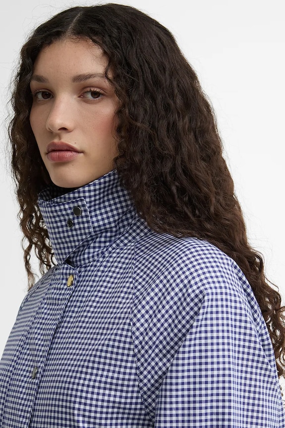 Barbour x Paul Smith Gingham Spey jakna za žene od pamuka mornarsko plava LCA0383NY71
