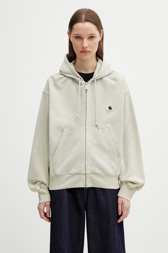 Carhartt WIP W' Hooded Nelson Jacket μπλούζα βαμβακερή Γυναικεία μπεζ I033830.3IOGD