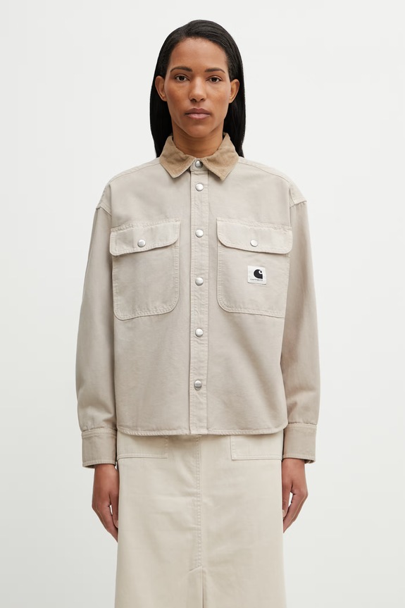 Carhartt WIP W' Prescott Shirt Jac kurtka przejściowa damska bawełniana beżowy I036513.3VYGD