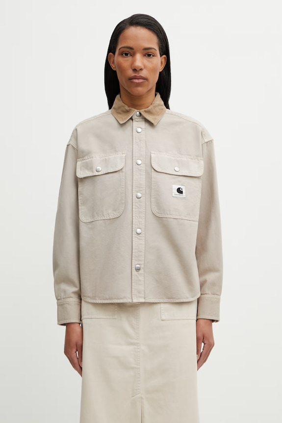 Carhartt WIP W' Prescott Shirt Jac kurtka przejściowa damska bawełniana beżowy I036513.3VYGD