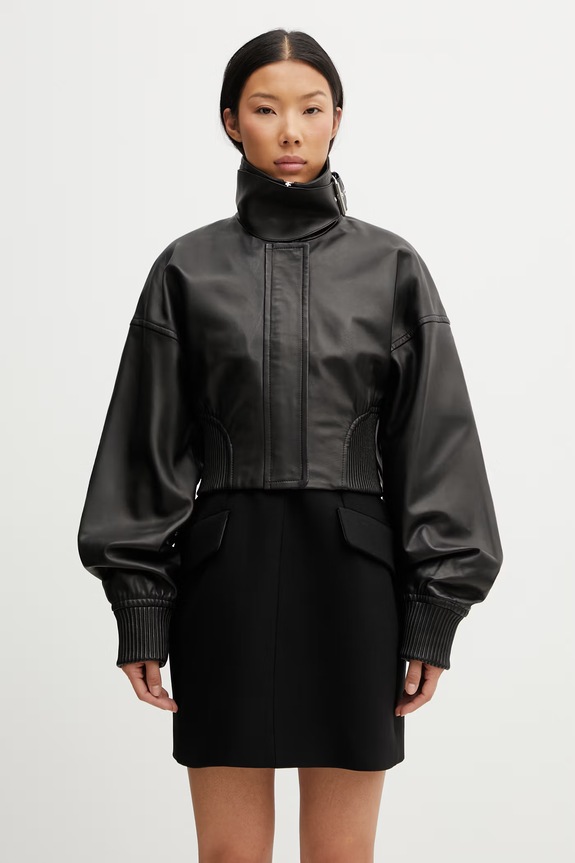 Sportmax Spxossido krátka dámska kožená bunda čierna 2612441011600