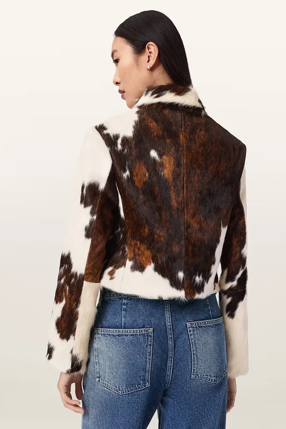 AllSaints Jachetă scurtă de damă din piele APTON W094LC maro SS26