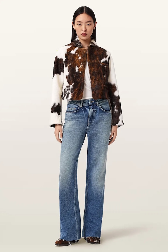 Îmbrăcăminte AllSaints Jachetă scurtă de damă din piele APTON W094LC maro