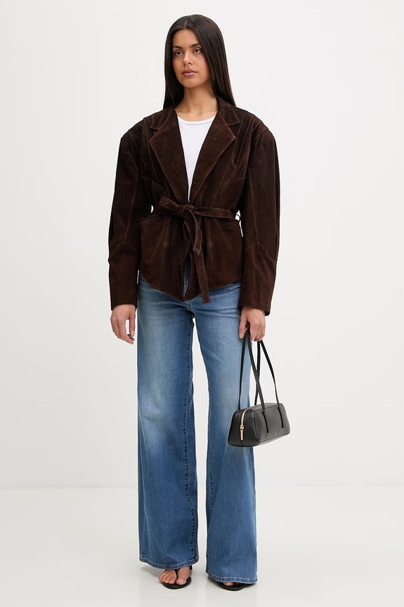 ViCOLO kurtka kimono damska skórzana TAB0173 brązowy SS26