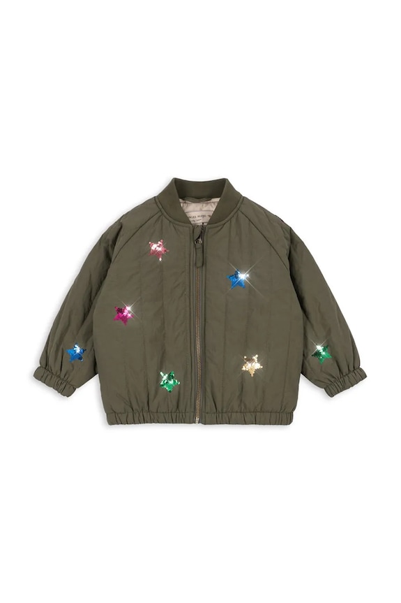 Konges Sløjd geacă bomber pentru copii JUNO SEQUIN BOMBER JACKET KS104321.PreSpring verde SS26