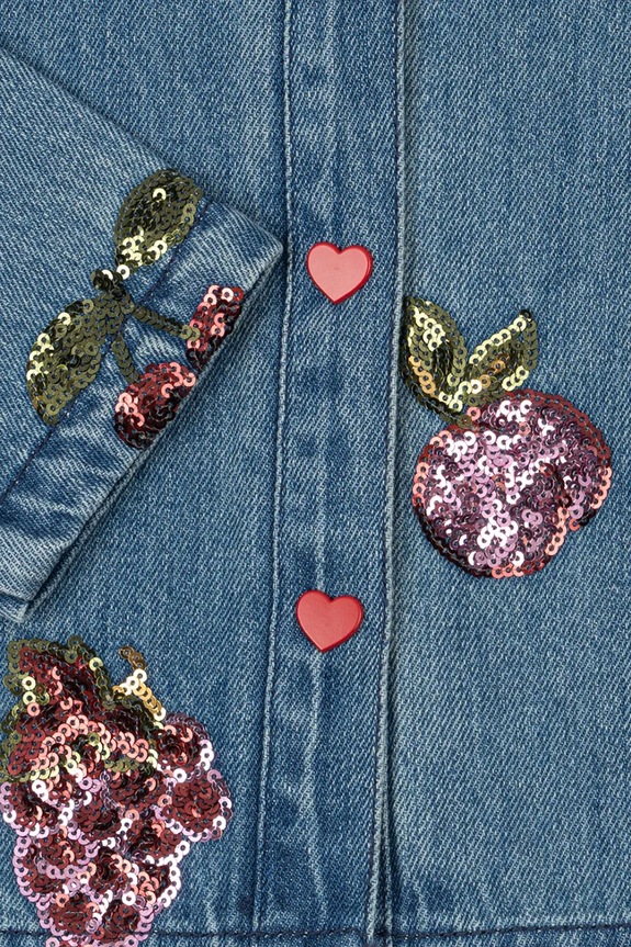 Παιδικό τζιν μπουφάν Konges Sløjd MAGOT SEQUIN DENIM SHIRT GOTS σκούρο μπλε KS104363.PreSpring