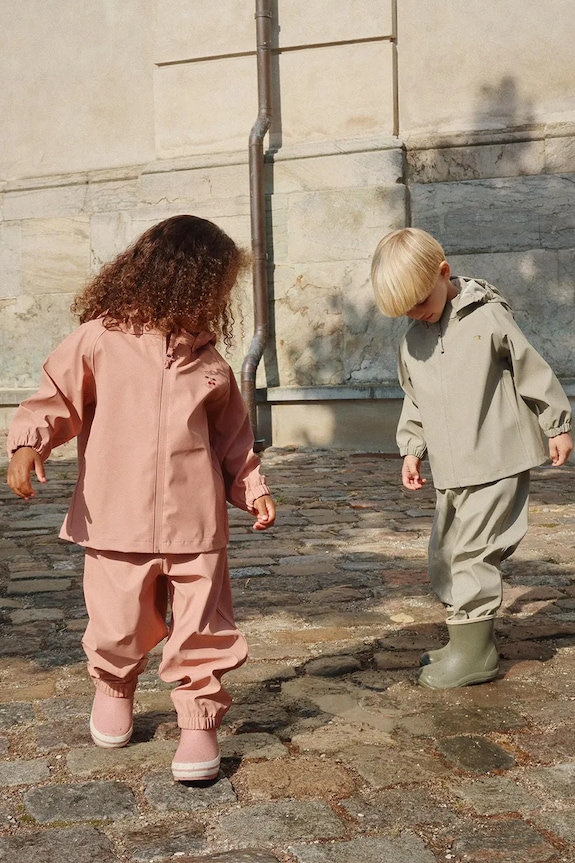 Konges Sløjd completo impermeabile bambini PLAINY RAIN SET tessuto arancione KS105633.G.PPY2