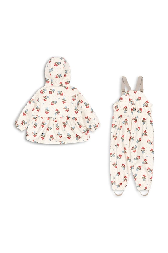 Konges Sløjd pantaloni și jachetă pentru copii RAINY PALME SET GIRL KS105050.PPY2 bej SS26