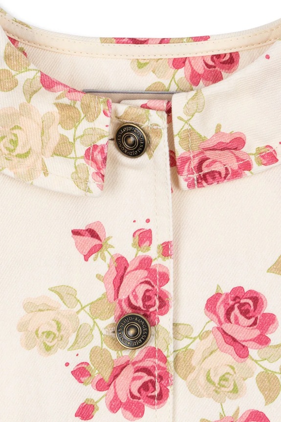 Dziewczynka Konges Sløjd kurtka jeansowa dziecięca MAGOT FRILL JACKET GOTS KS104969.PPY2 beżowy