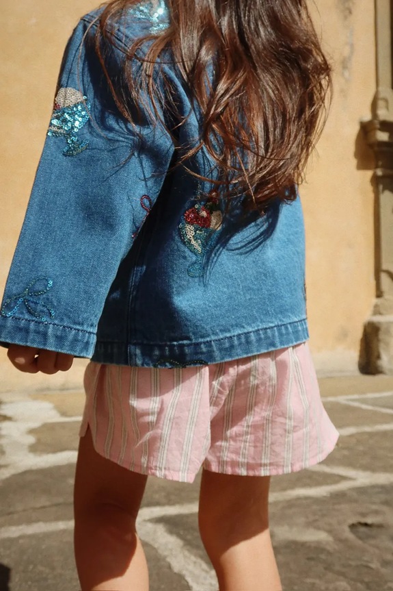 Konges Sløjd kurtka jeansowa dziecięca MAGOT SEQUIN DENIM JACKET GOTS bez kaptura granatowy KS104974.PPY2