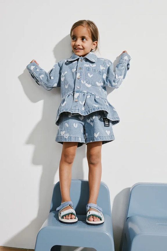 Detská rifľová bunda Liewood Kenza Printed Denim Overshirt bez kapucne modrá LW20630.PPY2