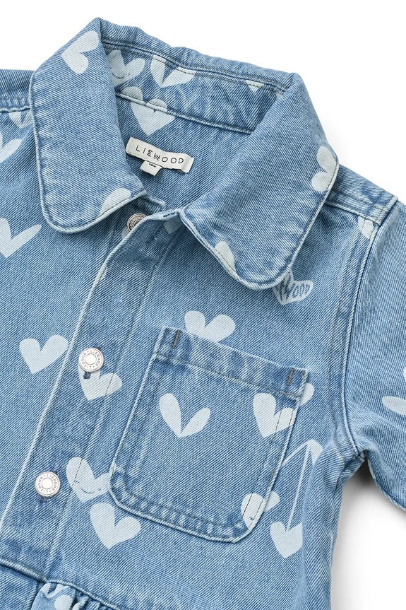 Detská rifľová bunda Liewood Kenza Printed Denim Overshirt modrá LW20630.PPY2