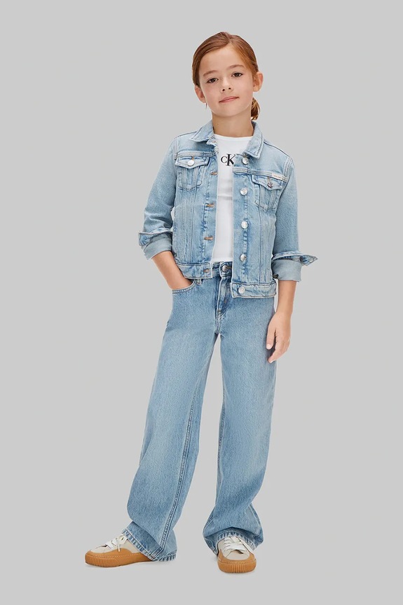Dievča Calvin Klein Jeans bunda detská rifľová LVCKSJD00G.128.176.PPY2 modrá