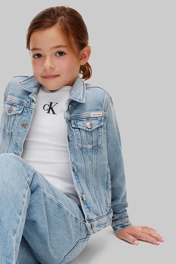 Calvin Klein Jeans bunda detská rifľová LVCKSJD00G.128.176.PPY2 modrá
