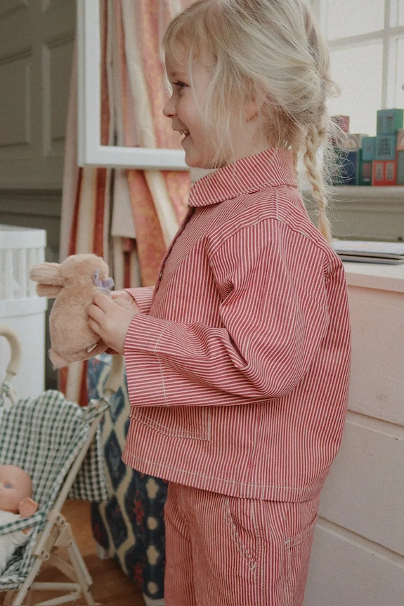 Detská bavlnená bunda Konges Sløjd LUC SHIRT JACKET GOTS prechodné oranžová KS104352.PreSpring