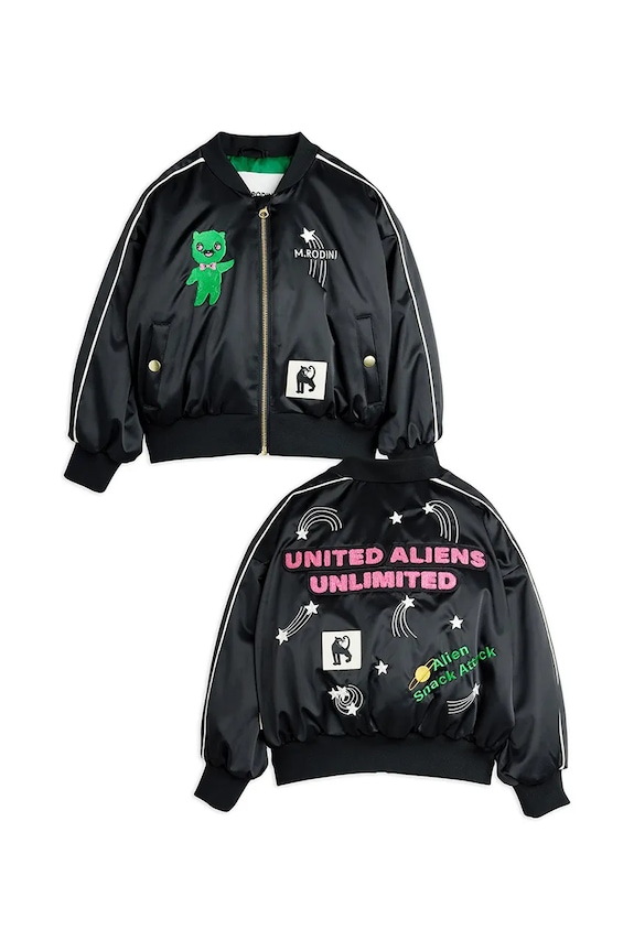 Dječja bomber jakna Mini Rodini United aliens 26210104 crna SS26
