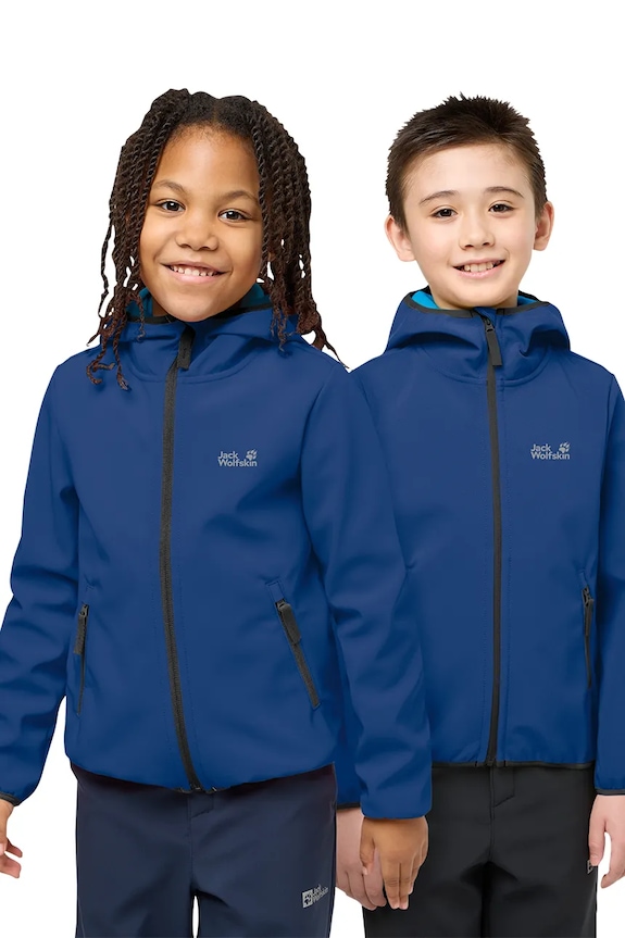Jack Wolfskin kurtka softshell dziecięca FOURWINDS JACKET KIDS niebieski A61854.104.152