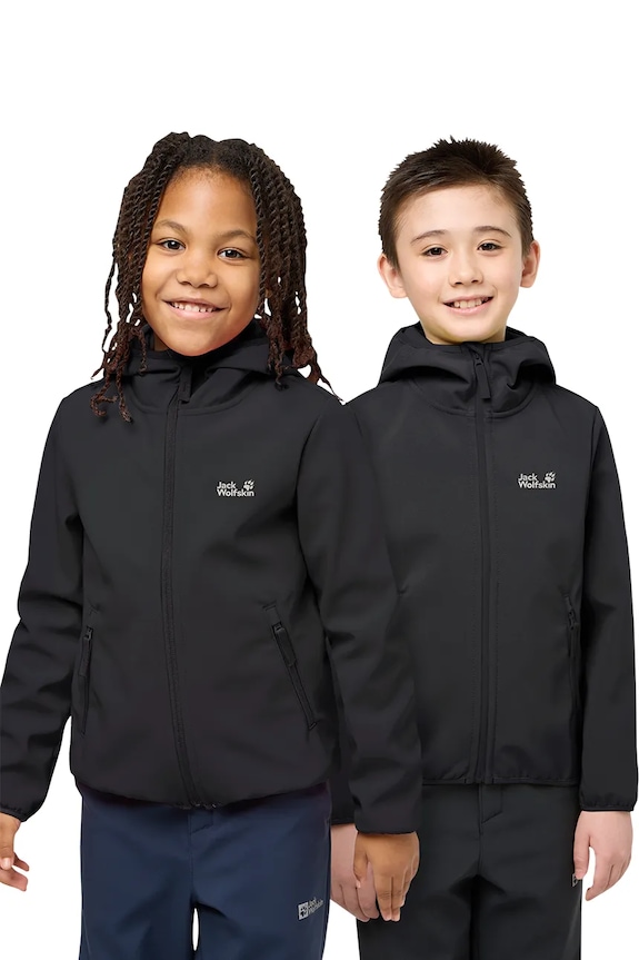 Jack Wolfskin geacă softshell pentru copii FOURWINDS JACKET KIDS negru A61854.104.152