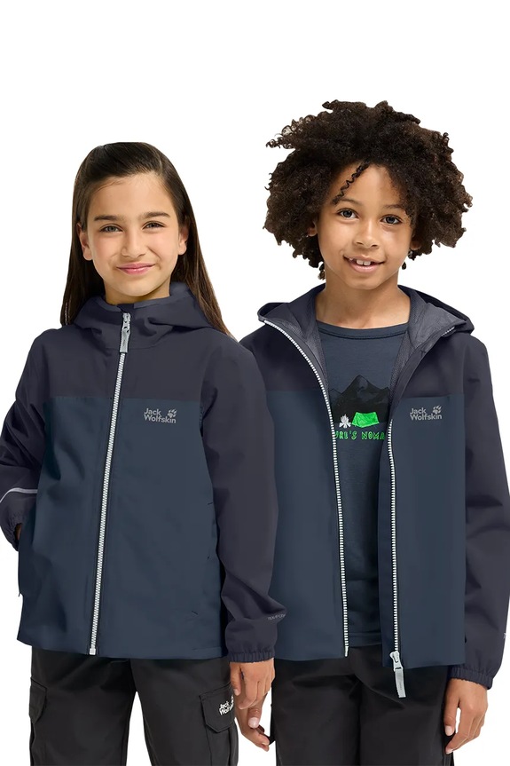 Jack Wolfskin αδιάβροχο μπουφάν παιδικό ADVENTURETRIBE 2L JKT K σκούρο μπλε A65947.164.176