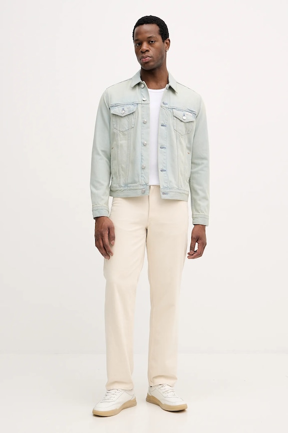 Džínová bunda Calvin Klein Jeans LV04RE764G modrá SS26