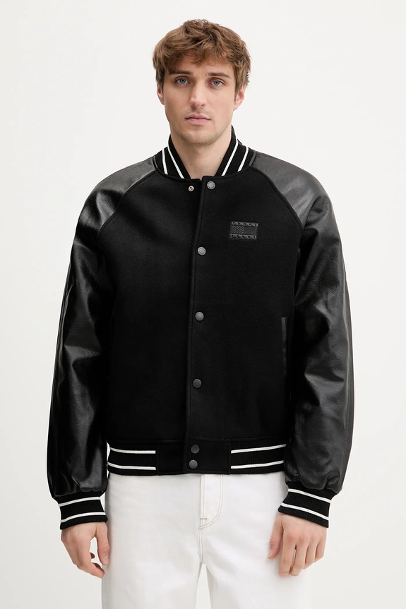 Bunda s prímesou vlny Tommy Jeans bomber čierna DM0DM22439