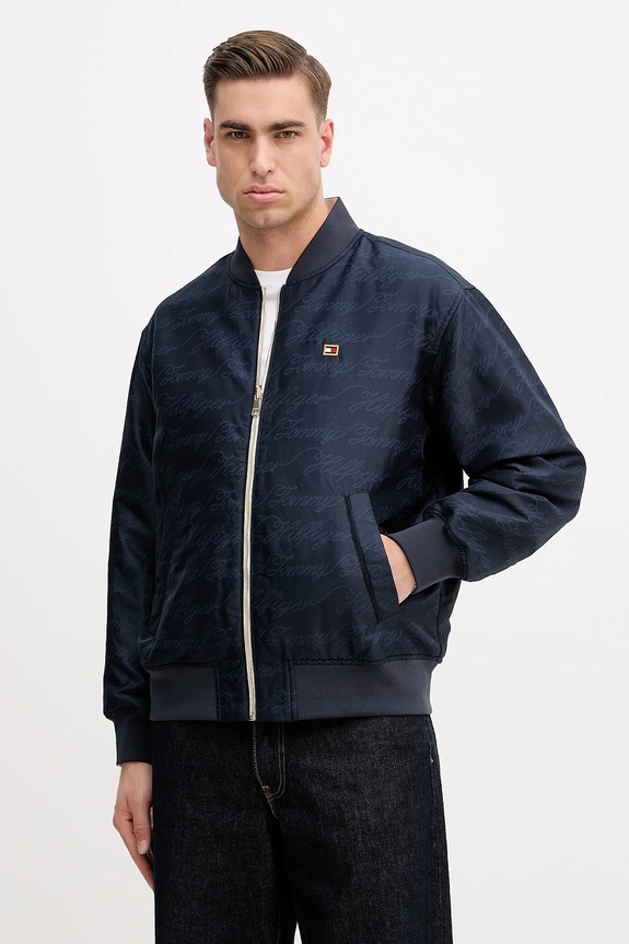 Obojstranná bunda bomber Tommy Hilfiger bomber tmavomodrá MW0MW42011