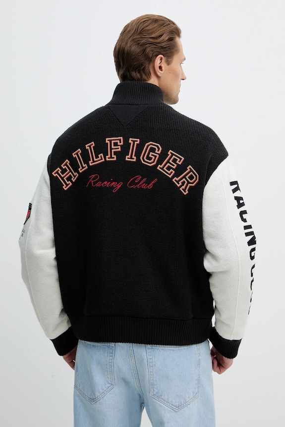 Tommy Hilfiger geacă de lână cu captuseala negru MW0MW42581
