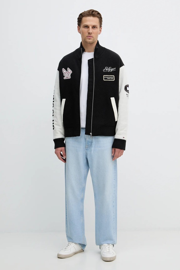 Tommy Hilfiger geacă de lână MW0MW42581 negru SS26