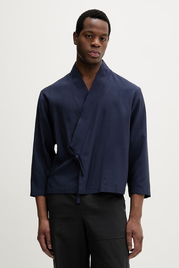 Kenzo giacca in viscosa da uomo blu navy FG55VE1409TX