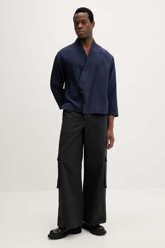 Kenzo giacca in viscosa da uomo FG55VE1409TX blu navy SS26