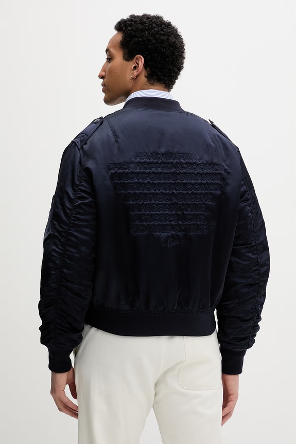 Ρούχα Kenzo Ανδρικό bomber με λινό FG55BL1829FX σκούρο μπλε