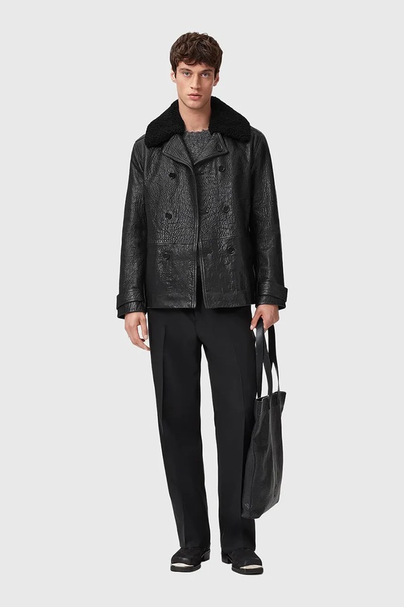 AllSaints giacca in pelle M031LD nero