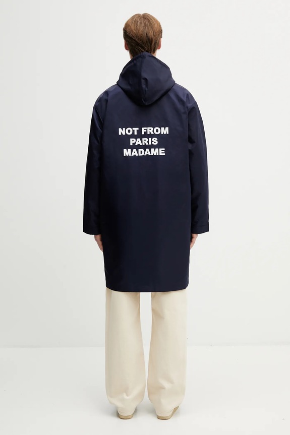 Куртка Drôle de Monsieur La Parka Slogan з капюшоном чорний PERM.CT130.PA014.NY