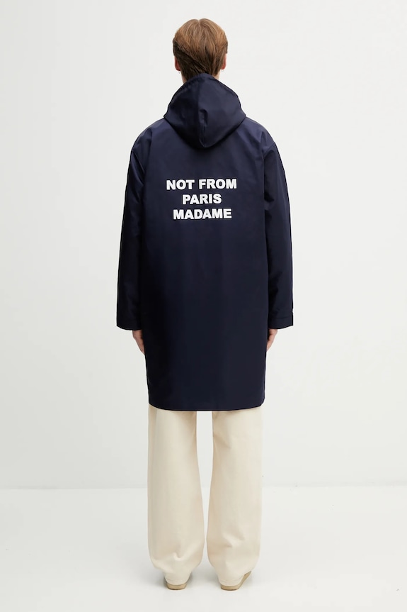 Куртка Drôle de Monsieur La Parka Slogan с капюшоном чёрный PERM.CT130.PA014.NY