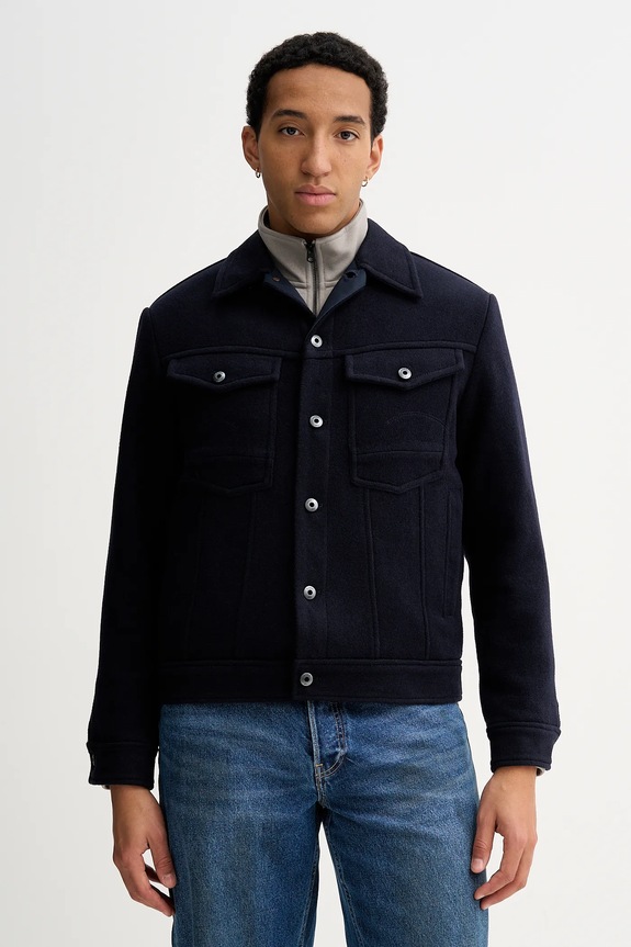Bunda s prímesou vlny G-Star Wool Trucker nezateplené tmavomodrá D27313.E155