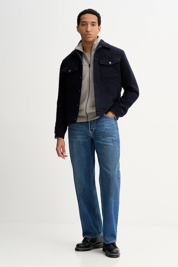 Bunda s prímesou vlny G-Star Wool Trucker D27313.E155 tmavomodrá SS26