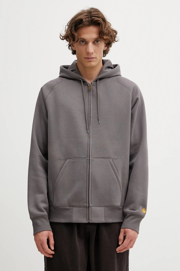 Mikina Carhartt WIP Hooded Chase Jacket hladký šedá I033664.3H5XX