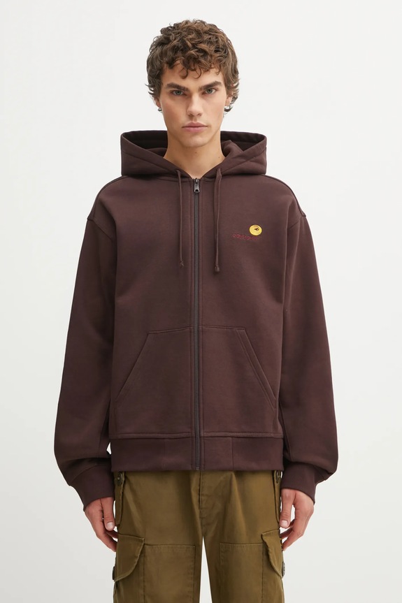 Кофта Carhartt WIP Hooded American Script Jacket с капюшоном коричневый I033063.33HXX