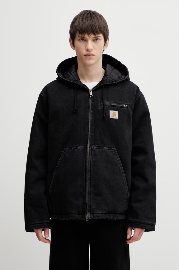 Хлопковая джинсовая куртка Carhartt WIP Cleveland Jacket переходная модель чёрный I036258.8906