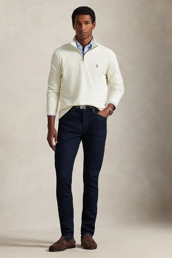 Одяг Бавовняний светр Polo Ralph Lauren 40/1 DBL KNIT JACQ 710P07411004 бежевий