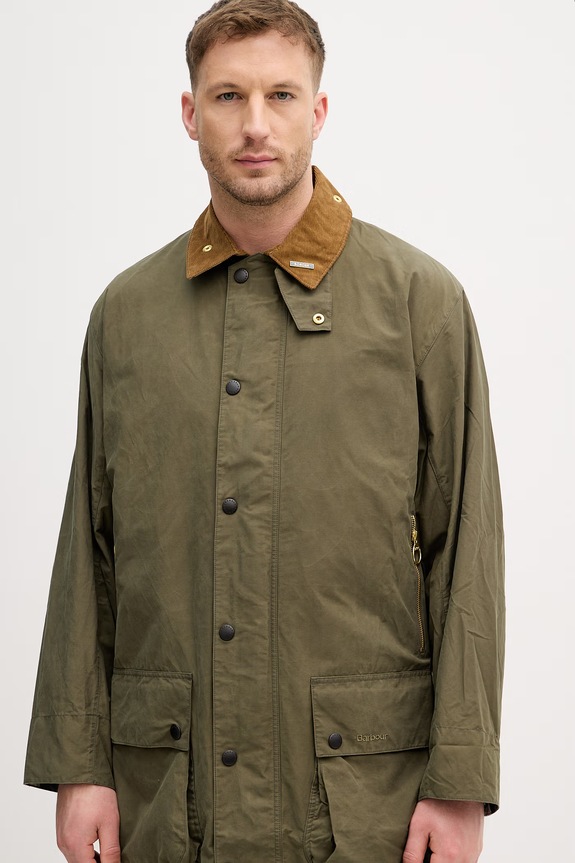 Barbour jachetă pentru bărbați, cu amestec de bumbac verde MCA1092