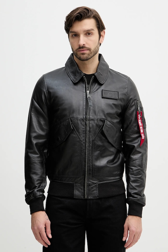 Alpha Industries bőrdzseki CWU-45/P Leather enyhén szigetelt fekete 266106